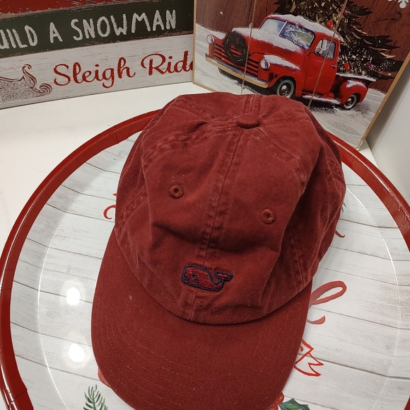 🥰GUC Vineyard Vines Unisex Wear Leather Adjustable Back Cotton Hat, Maroon, OSF - Picture 5 of 14